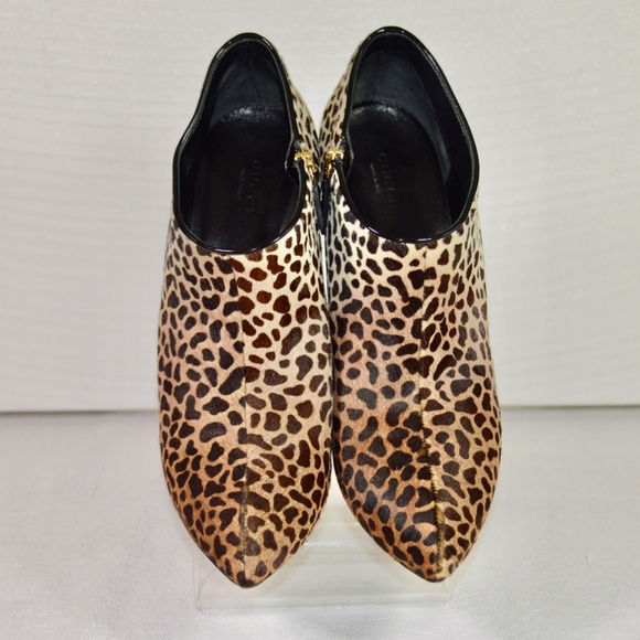 Gucci Leopard-Print Ponyhair Ankle Bootiest Zip-up Booties  🇮🇹 Made in Italy - Picture 12 of 15